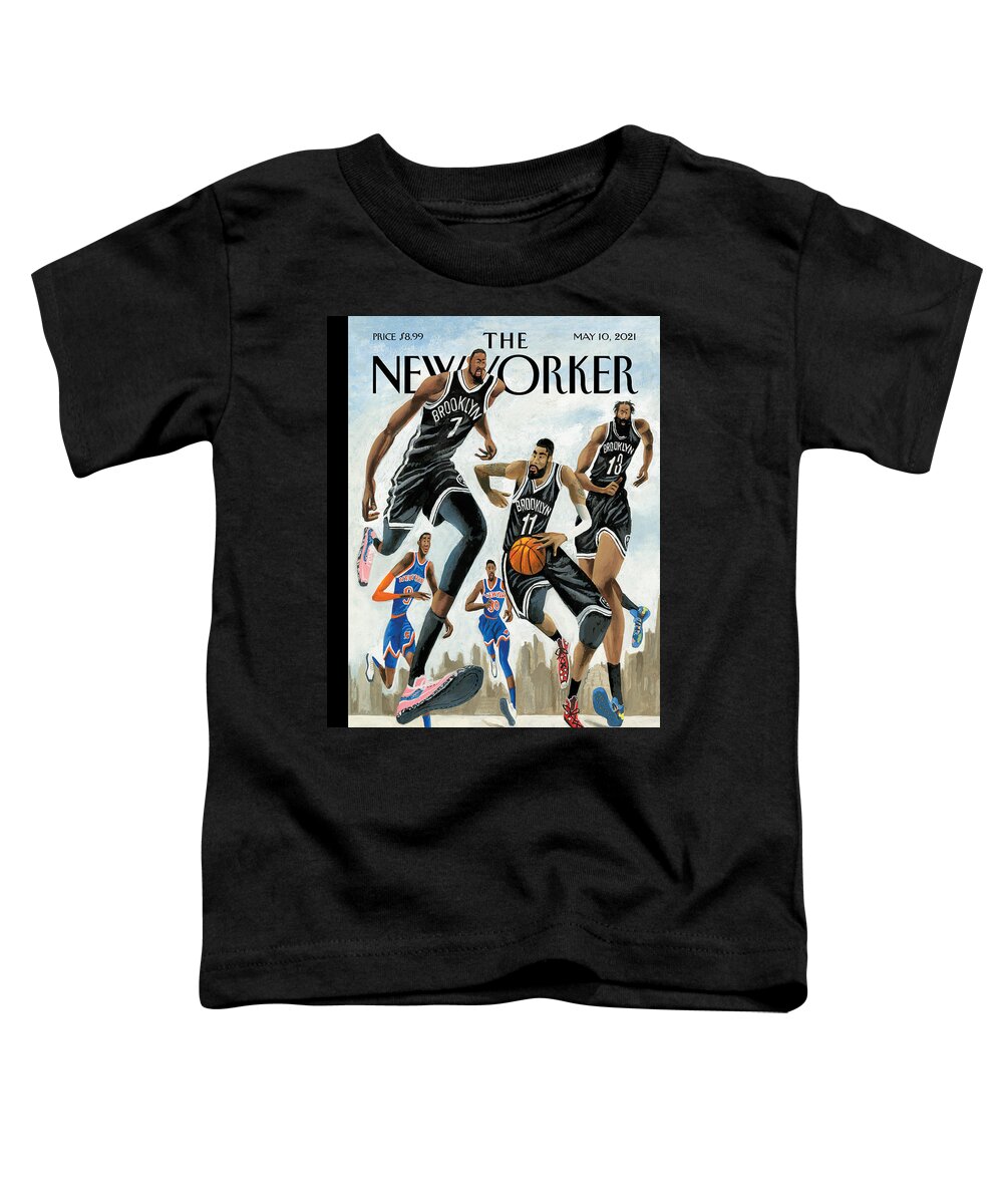 Nyc Toddler T-Shirt featuring the painting Hoop Dreams in New York by Mark Ulriksen