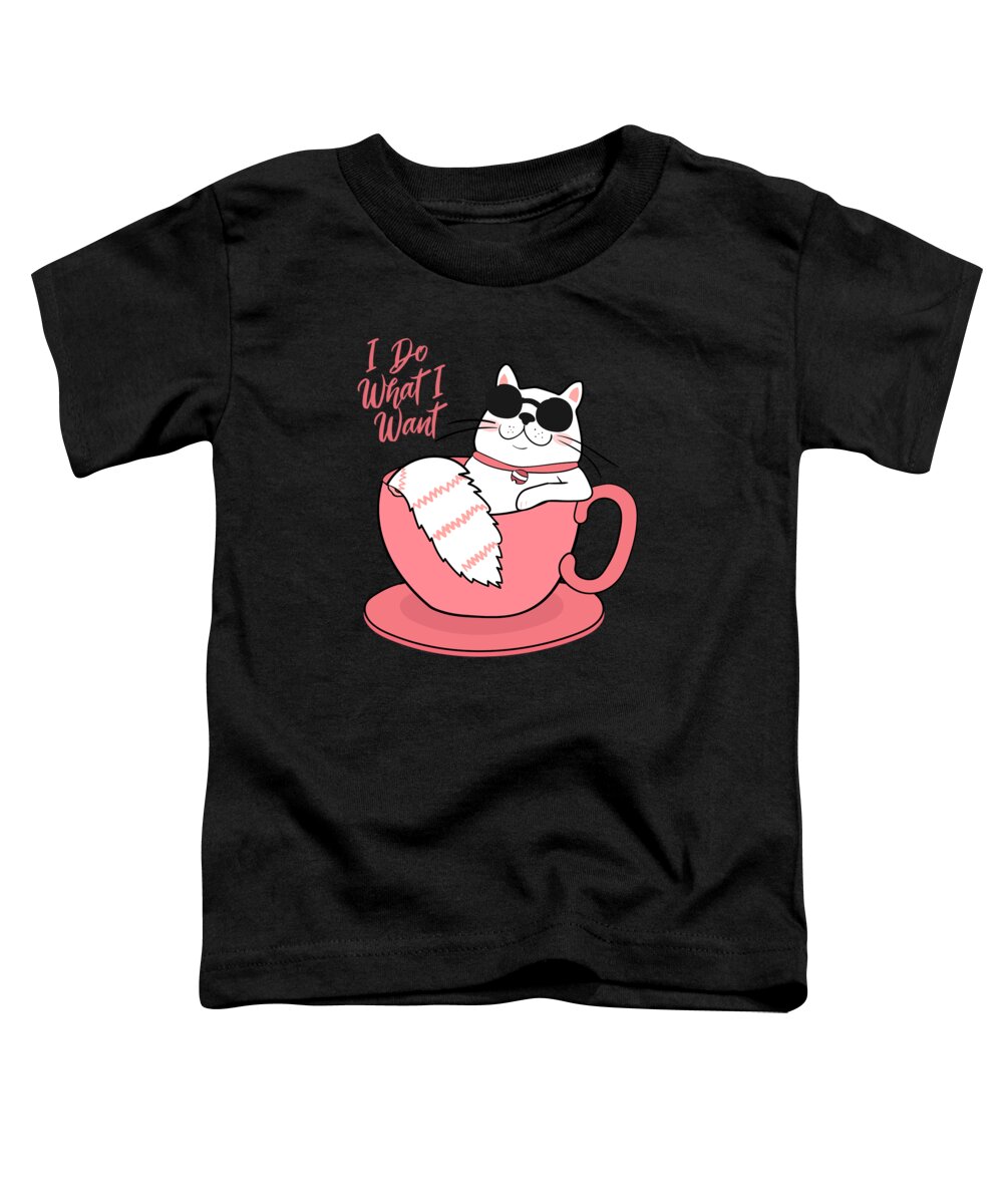 Sarcastic Toddler T-Shirt featuring the digital art I Do What I Want Funny Cat by Flippin Sweet Gear