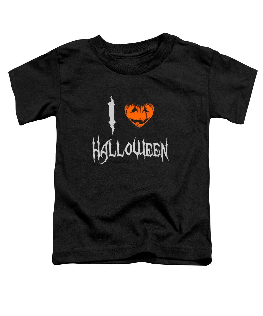 Funny Toddler T-Shirt featuring the digital art I Love Halloween by Flippin Sweet Gear