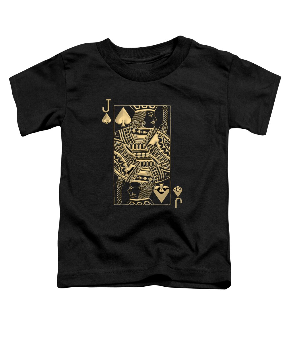 'gamble' Collection By Serge Averbukh Toddler T-Shirt featuring the digital art Jack of Spades in Gold over Black by Serge Averbukh