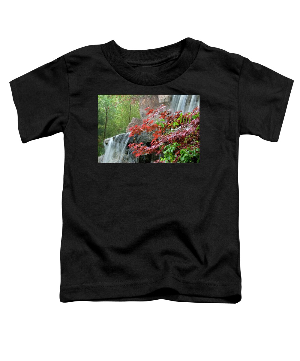 Japanese Toddler T-Shirt featuring the photograph Japanese Garden Waterfall Albuquerque by Mary Lee Dereske
