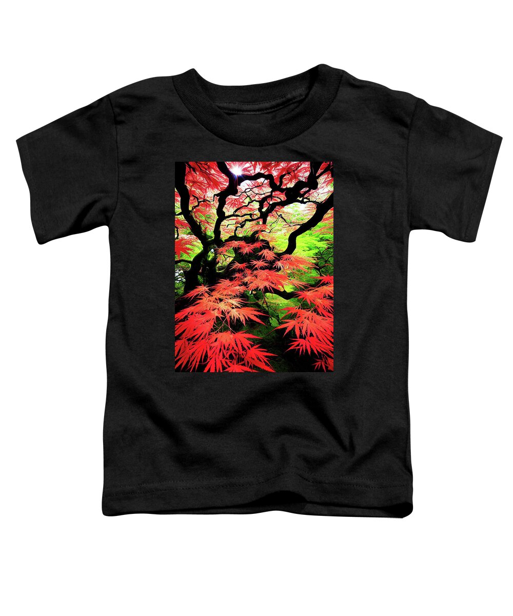 Japanese Maple Toddler T-Shirt featuring the digital art Japanese Maple 01 Red and Green by Matthias Hauser