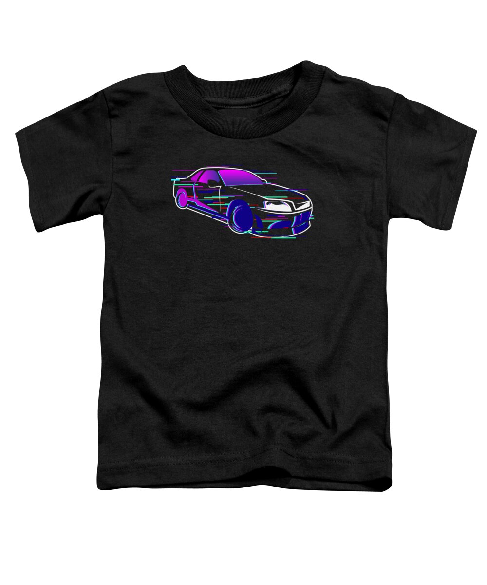 Jdm Toddler T-Shirt featuring the digital art JDM Tuning Car Racing Glitch Effect by Toms Tee Store