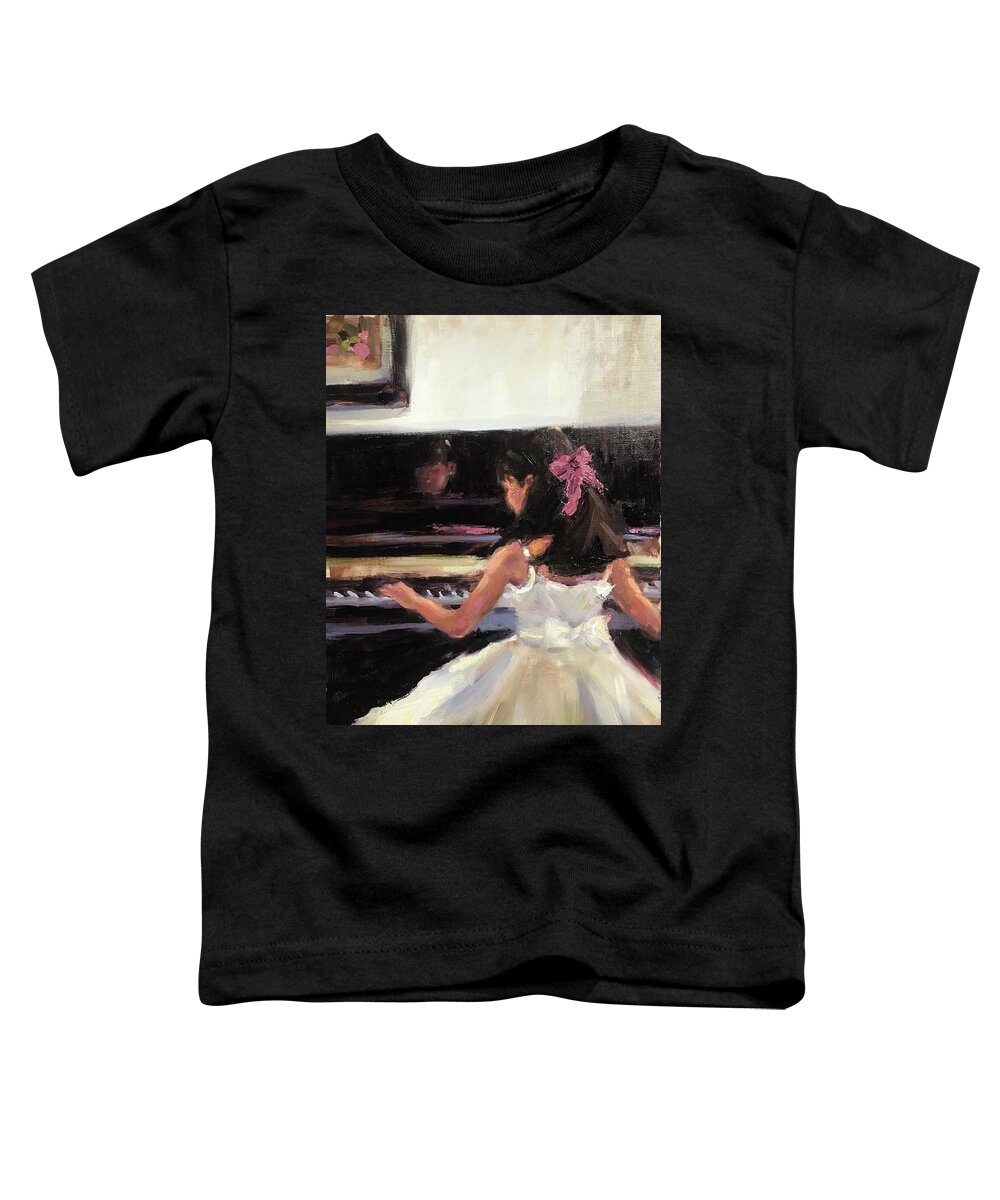 Junior Pianist Toddler T-Shirt featuring the painting Junior Pianist by Ashlee Trcka