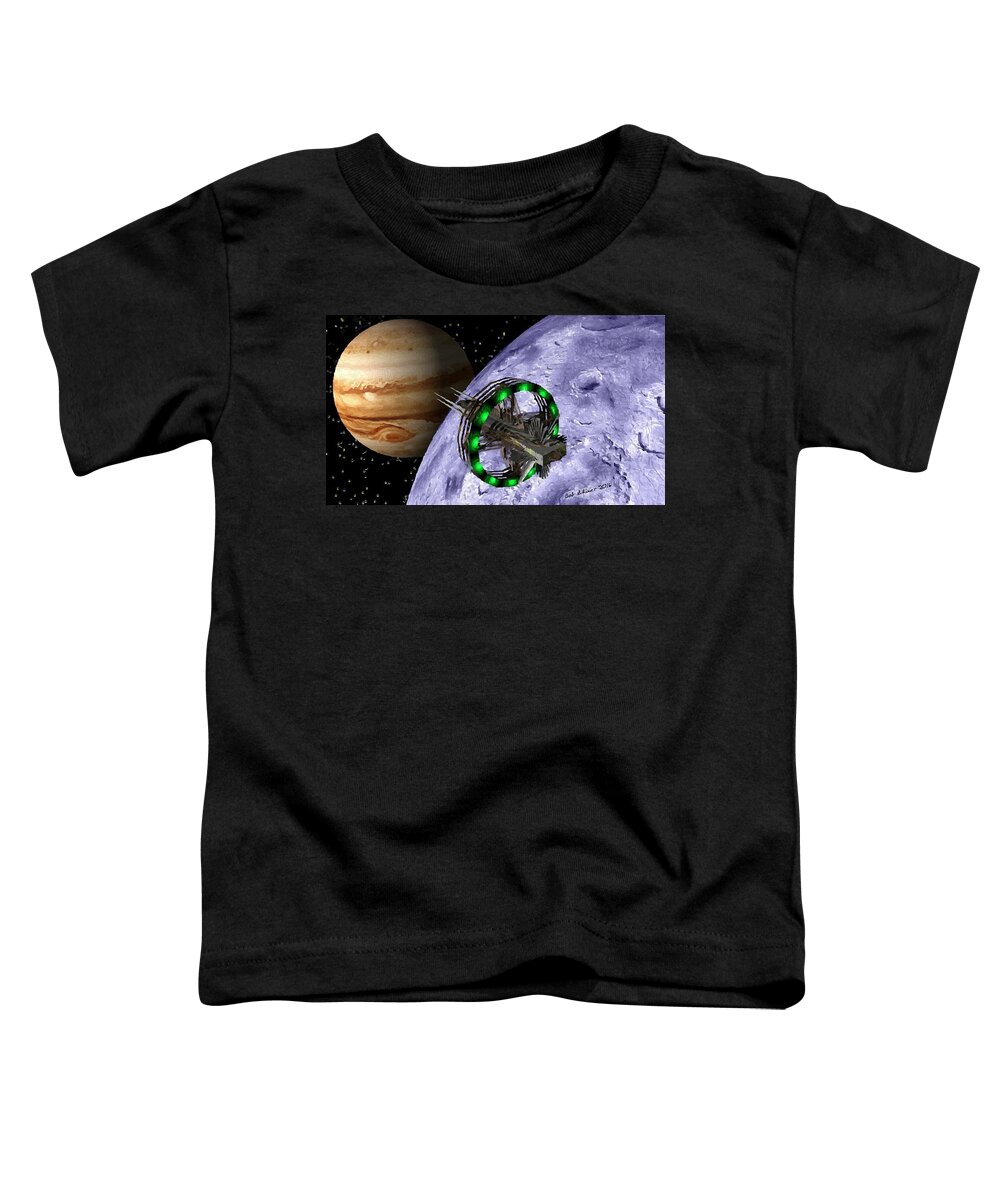 Digital Space Spaceship Jupiter Scifi Toddler T-Shirt featuring the digital art Jupiter Ascending by Bob Shimer