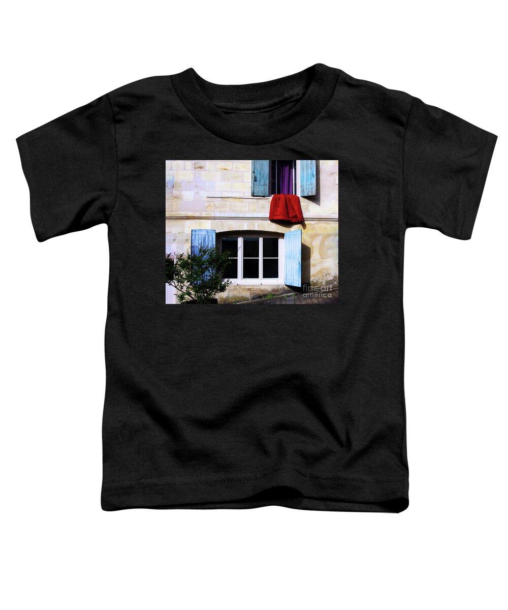 Windows Toddler T-Shirt featuring the photograph La Courtepointe Rouge by Rick Locke - Out of the Corner of My Eye