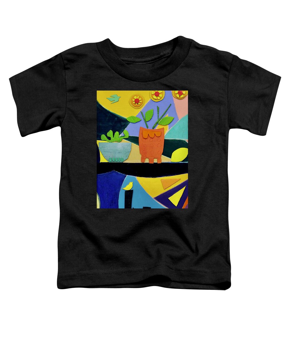 Mixed Media Toddler T-Shirt featuring the mixed media Lake View 2 by Julia Malakoff