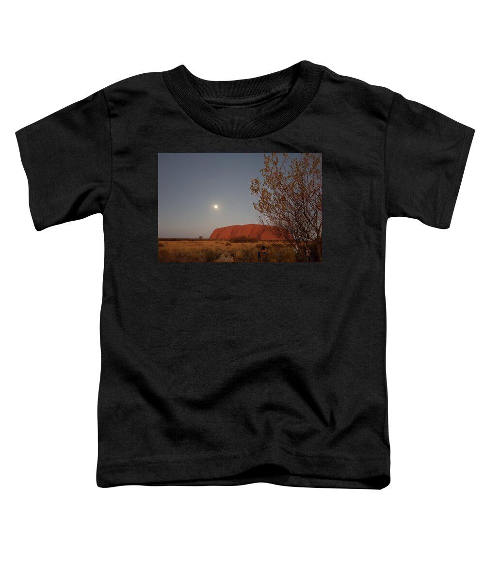 Beautiful; Nature Background; Landscape; Rocks; Cliffs; Rock Pool; Tourism; Travel; Summer; Holidays; Sea; Surf; Uluru Toddler T-Shirt featuring the photograph Last Light at Uluru Rock by Andre Petrov