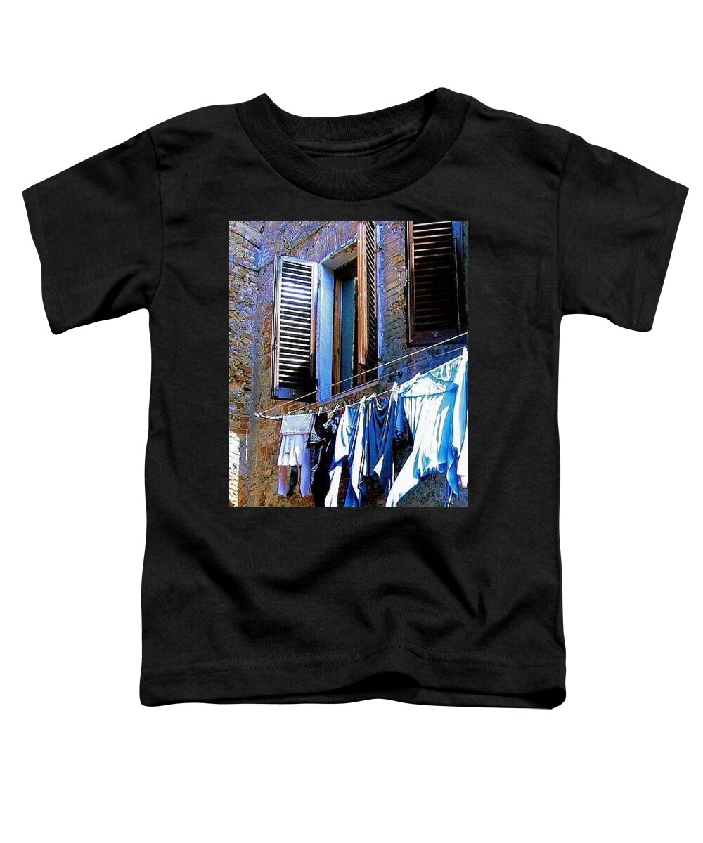 Laundry Toddler T-Shirt featuring the photograph Laundry Drying in the Sun by Juliette Becker