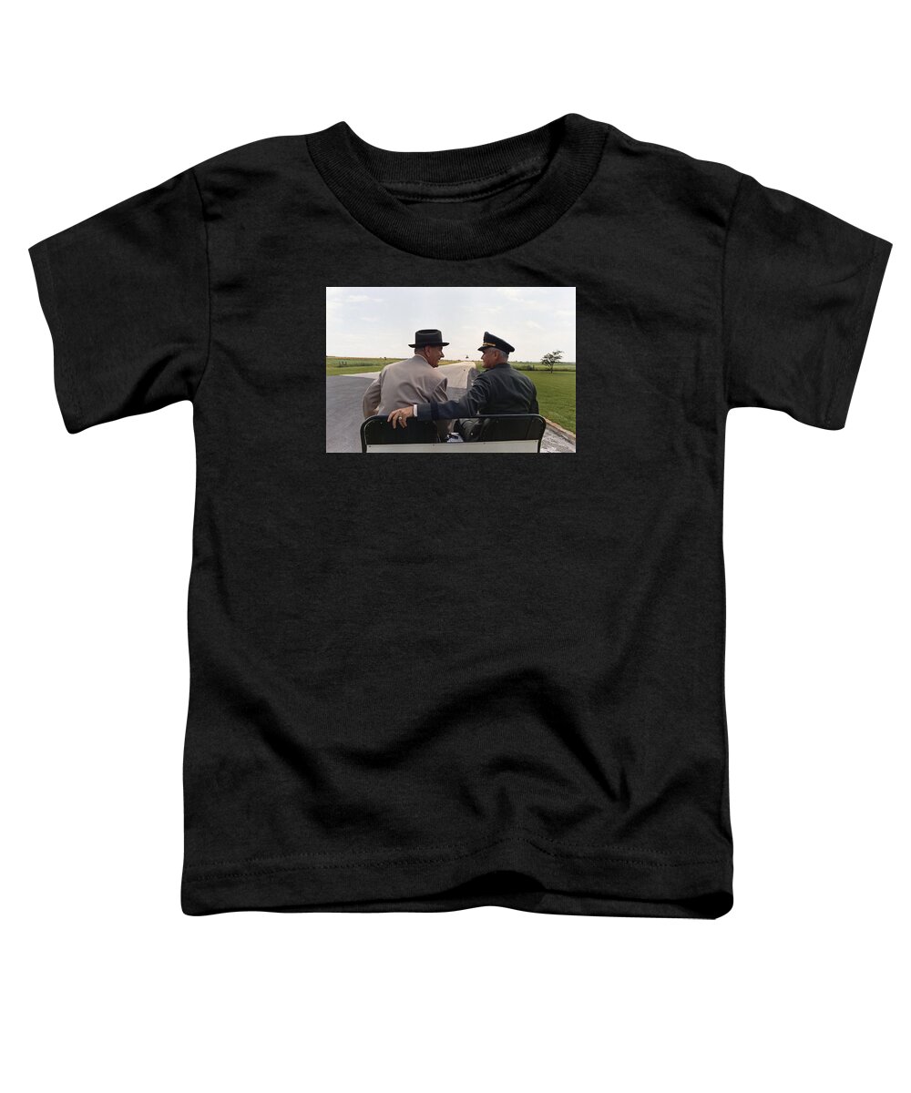 Lyndon Johnson Toddler T-Shirt featuring the photograph LBJ and General Westmoreland - 1968 by War Is Hell Store