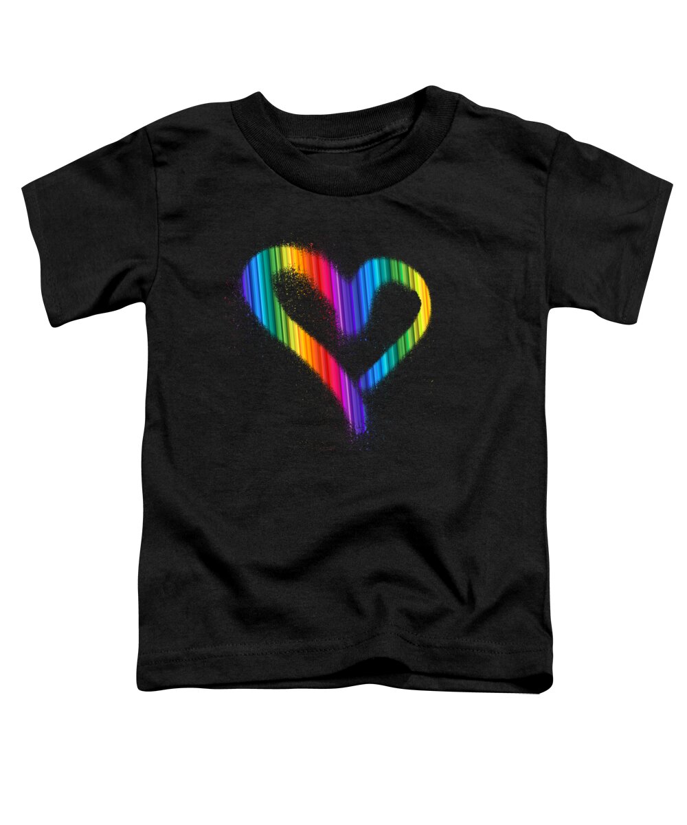 Heart Toddler T-Shirt featuring the painting LGBT Vintage Rainbow Spray Paint gay pride transgender Heart Love by Tony Rubino