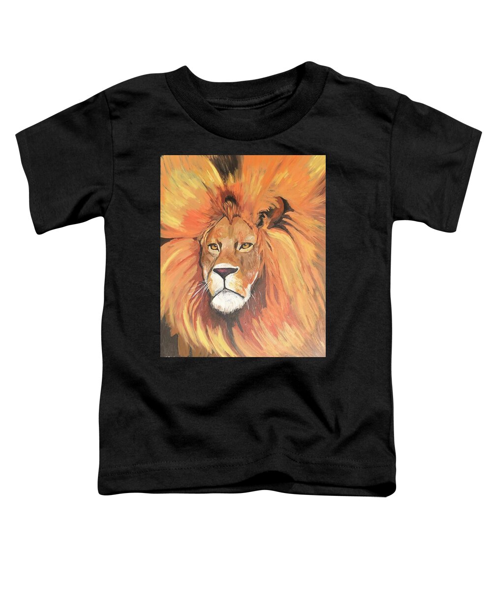  Toddler T-Shirt featuring the painting Lion by Jam Art