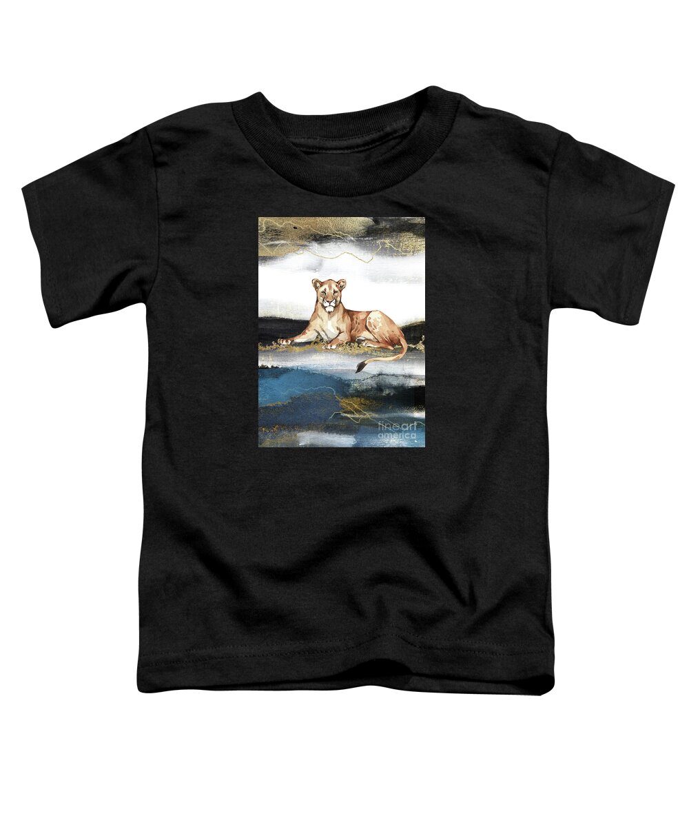 Lioness Toddler T-Shirt featuring the painting Lioness Watercolor Animal Art Painting by Garden Of Delights