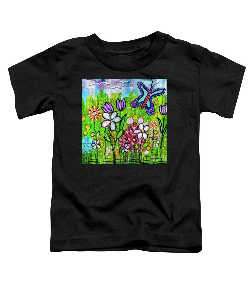 Nature Toddler T-Shirt featuring the mixed media Lisas Garden - Lisas Garten by Mimulux Patricia No