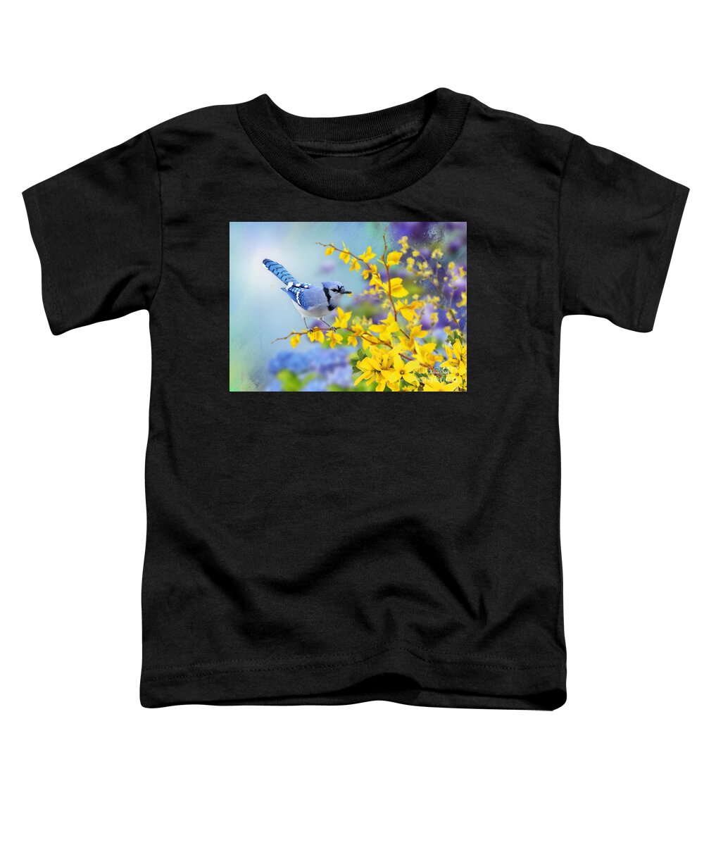 Blue Jay Toddler T-Shirt featuring the digital art Little Blue Jay by Morag Bates