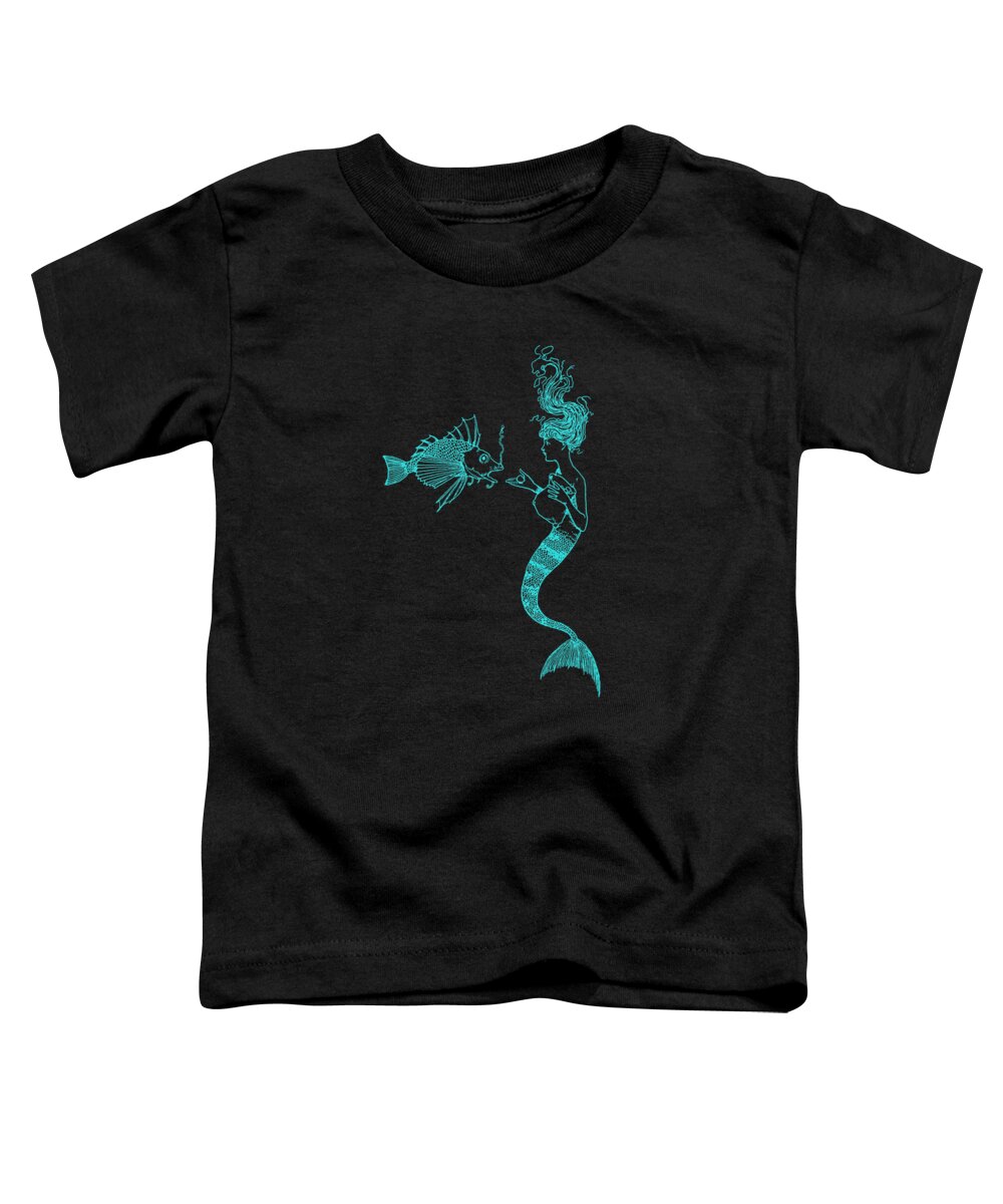 Mermaid Toddler T-Shirt featuring the digital art Luminous Mermaid Scene by Madame Memento