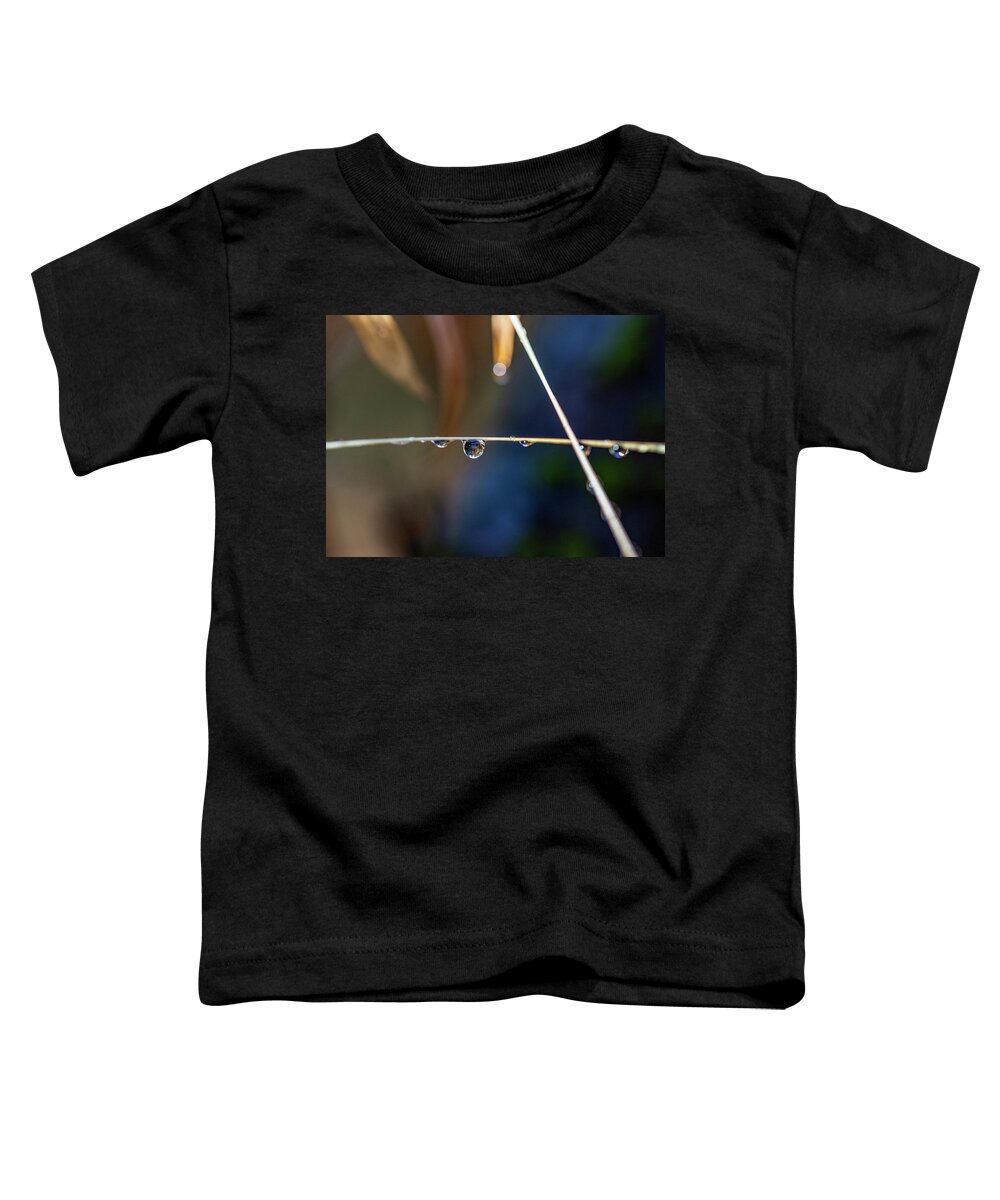 Plants Toddler T-Shirt featuring the photograph Macro Photography - Water Drops on Stem by Amelia Pearn