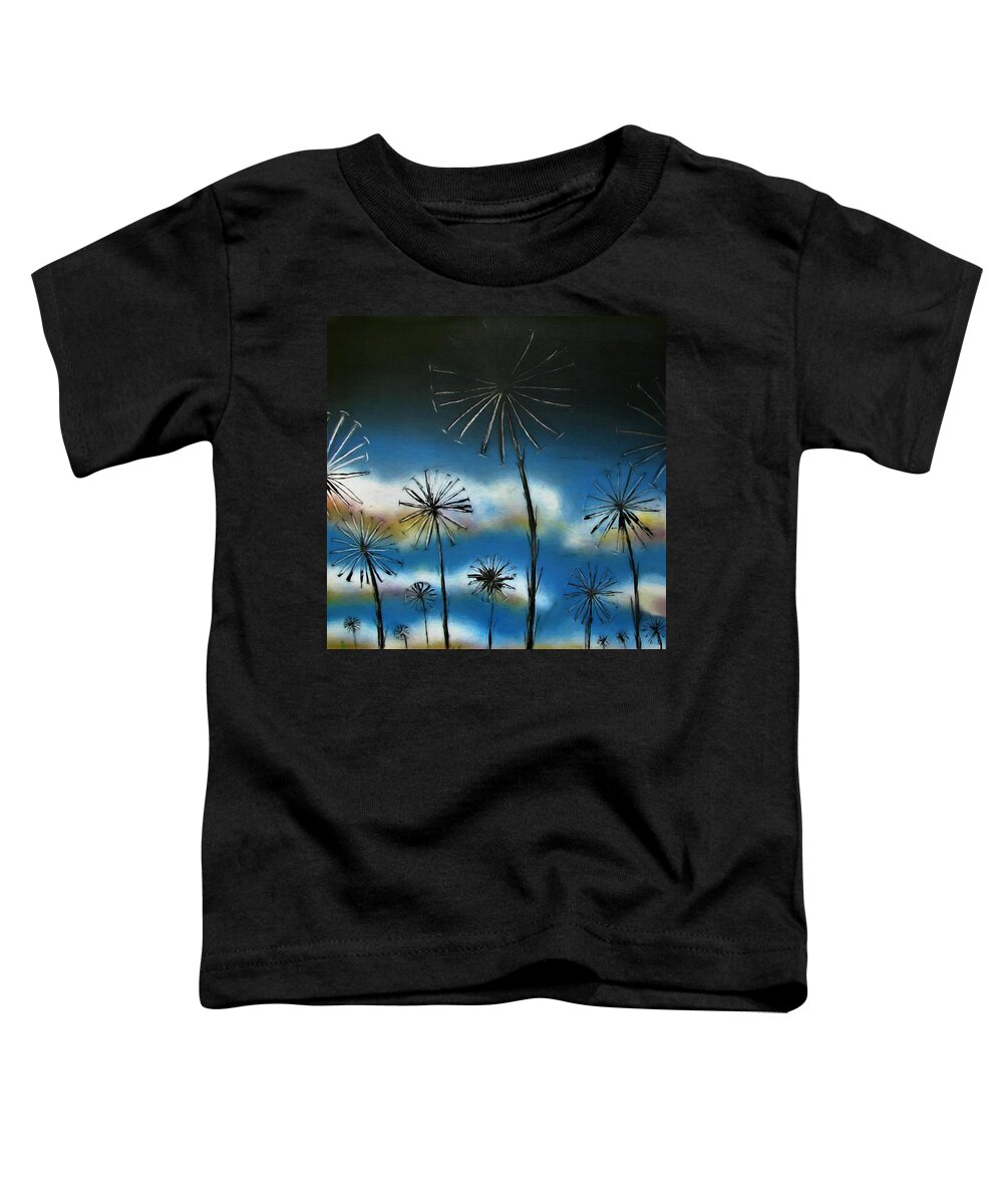 Painted View Toddler T-Shirt featuring the painting Meadow at Dawn by Joan Stratton