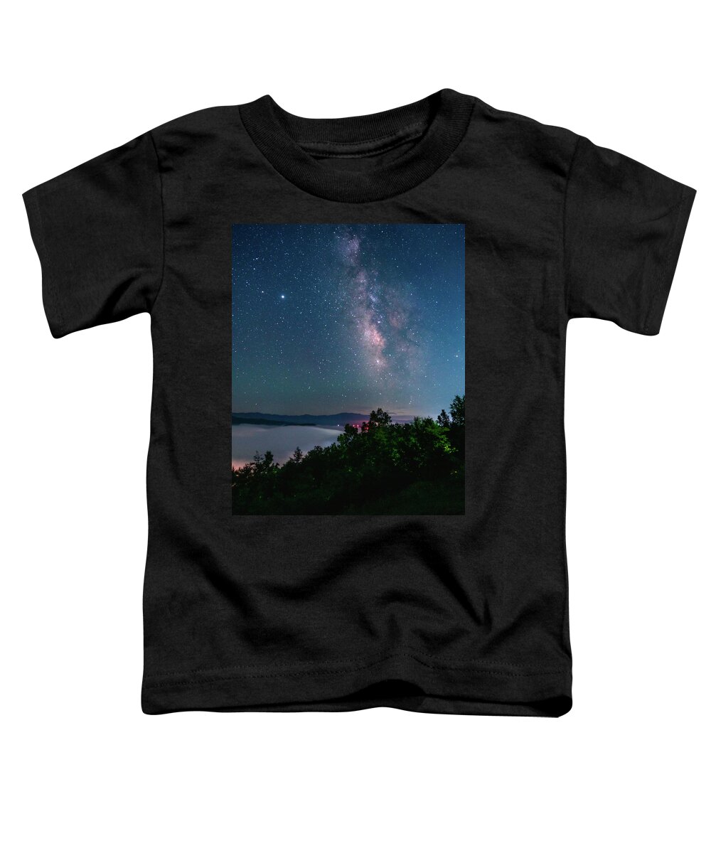 Milky Way Toddler T-Shirt featuring the photograph Milky Way over the clouds by Darrell DeRosia