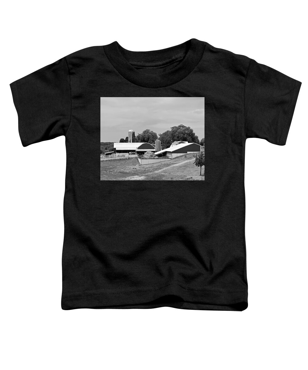 Moomers Toddler T-Shirt featuring the photograph Moomers Farm BW by Lee Darnell