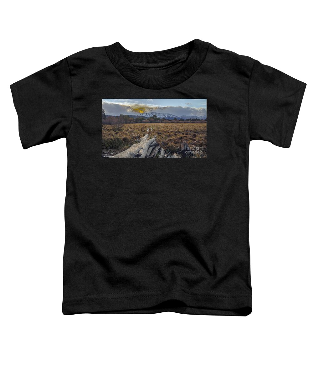 Golden Hour Toddler T-Shirt featuring the photograph cloud shrouded Mt. Tallac, Desolation Wilderness, California, U.S.A., autumn sunset by PROMedias US