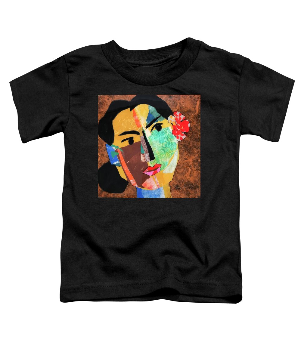 Abstract Portrait Toddler T-Shirt featuring the painting Mujer de Mexico Uno by Elaine Elliott