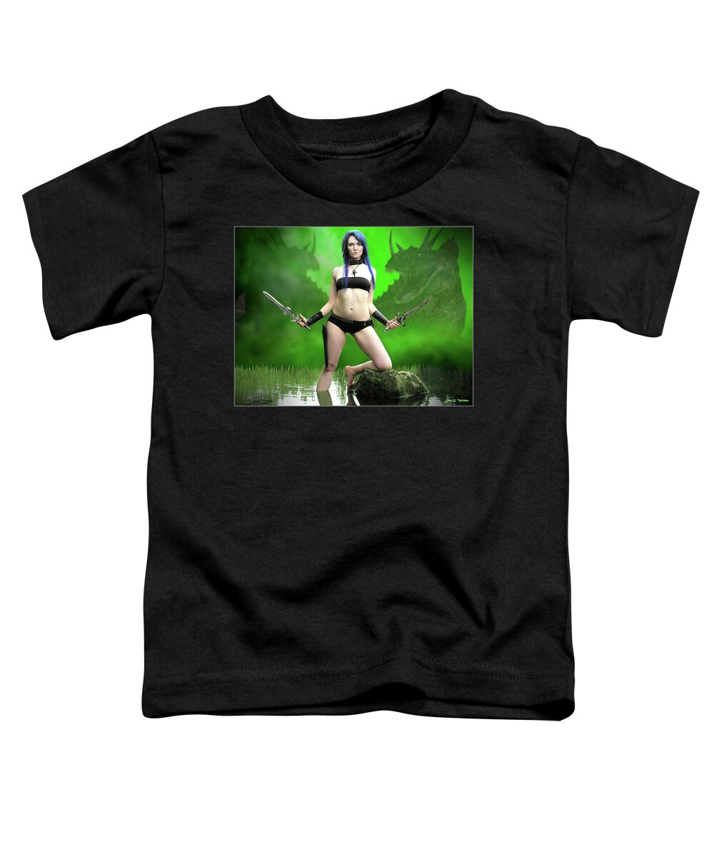 Fantasy Toddler T-Shirt featuring the photograph Mystic Dragon Warrior by Jon Volden