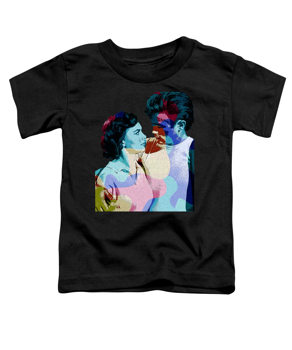 Natalie Wood Toddler T-Shirt featuring the mixed media Natalie Wood and James Dean modernized portrait by Movie World Posters