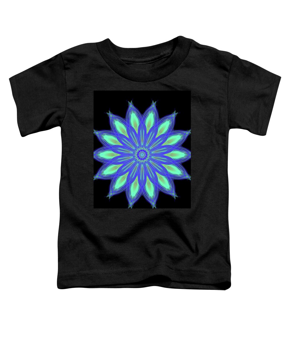Neon Star Mandala Toddler T-Shirt featuring the digital art Neon Star Mandala by Michael Canteen