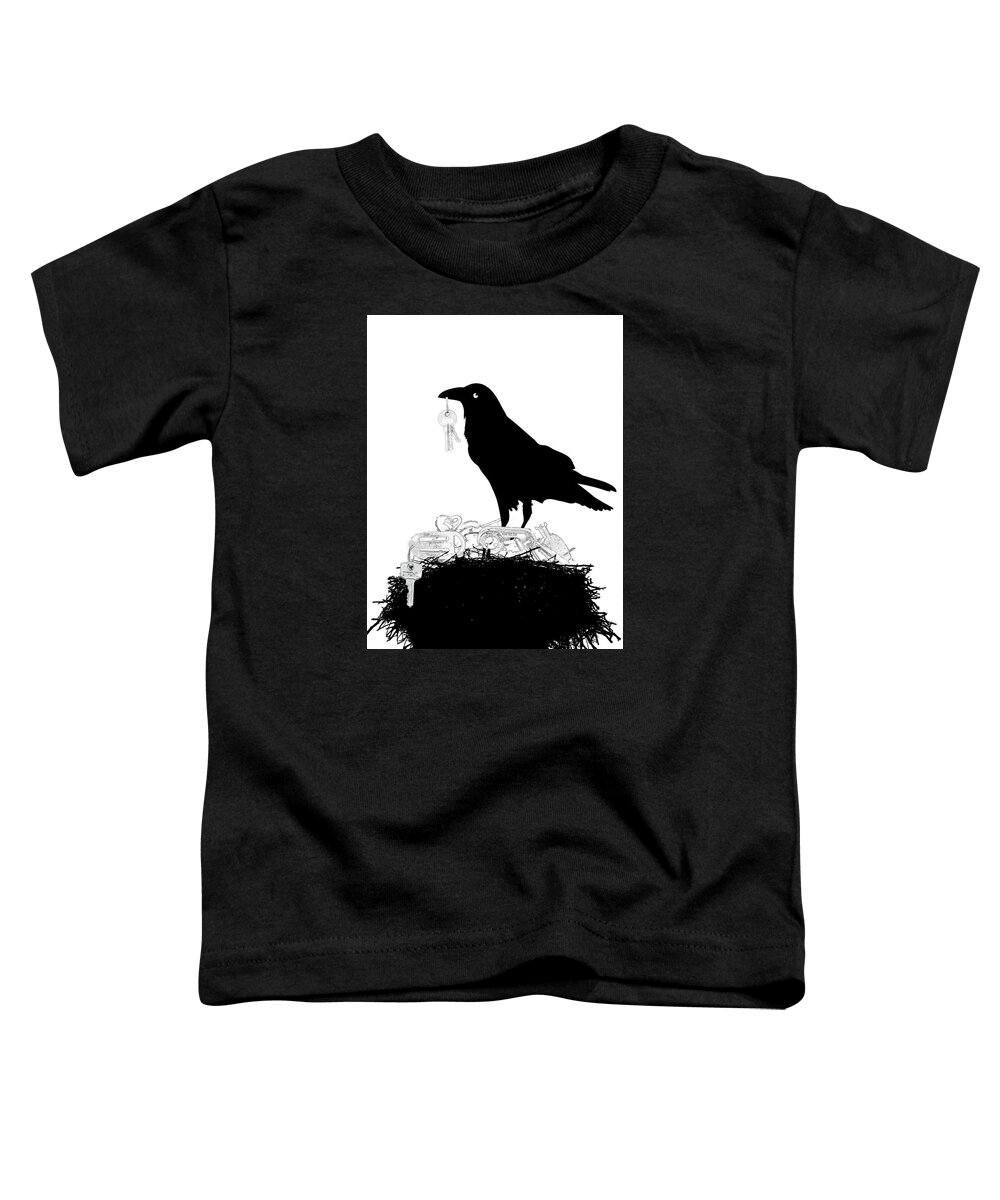 Crow Toddler T-Shirt featuring the mixed media Nevermore to be Found by Moira Law