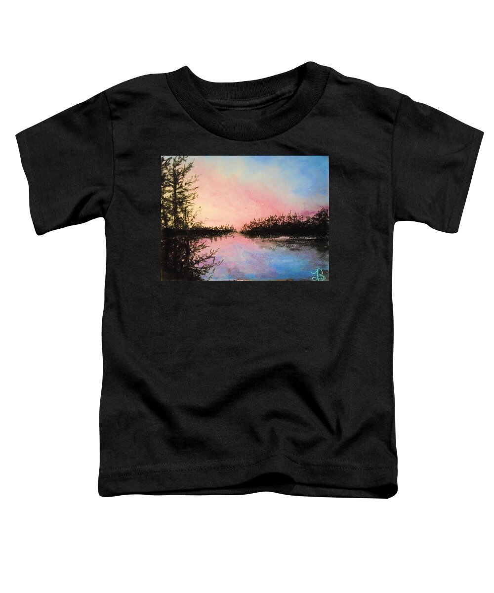 Chromatic Sunset Toddler T-Shirt featuring the painting Night Streams in Sunset Dreams by Jen Shearer
