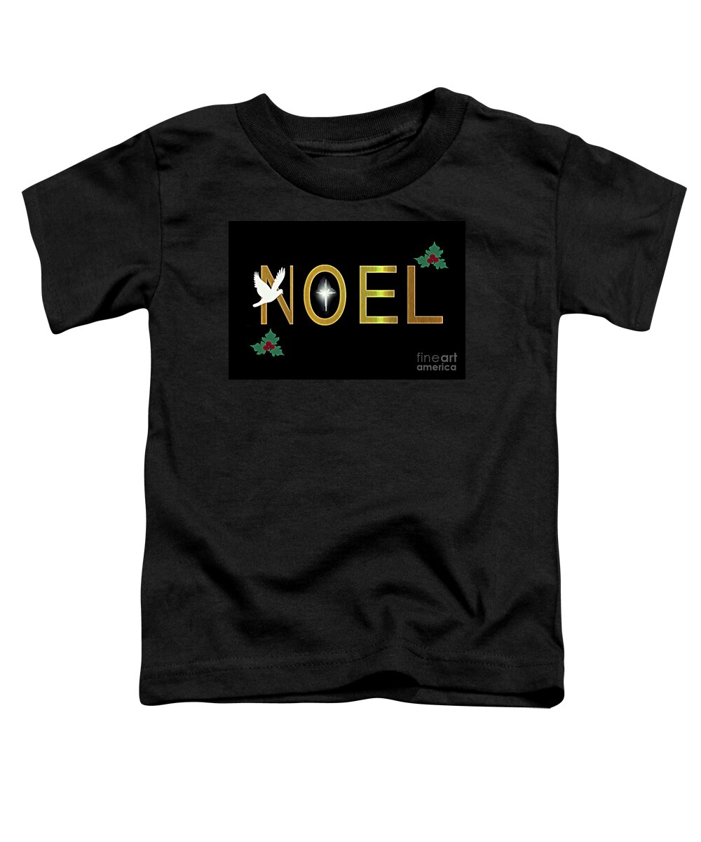 Noel Christmas Digital Word Art Toddler T-Shirt featuring the mixed media NOEL Christmas Art 4 by Dee Jobes Photography