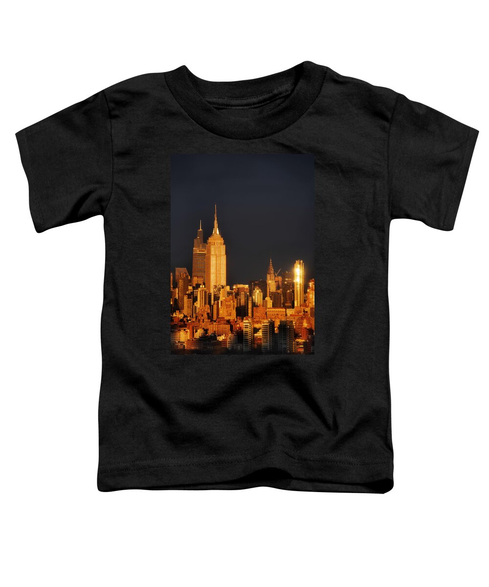 Nyc Sunset Toddler T-Shirt featuring the photograph NYC Sunset by Alina Oswald