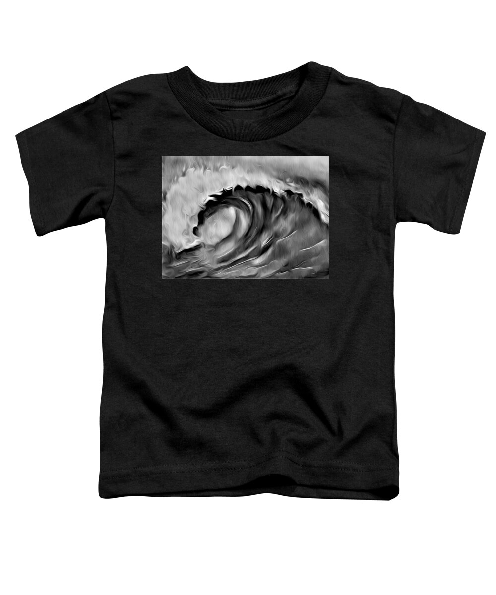 Ocean Wave Toddler T-Shirt featuring the digital art Ocean Wave Abstract - B/W by Ronald Mills