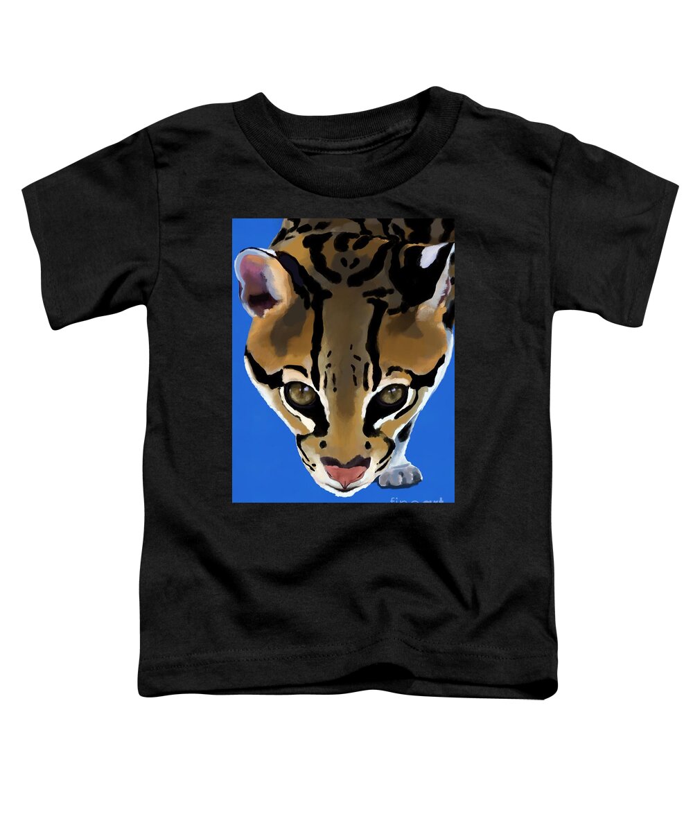 Wild Cats Toddler T-Shirt featuring the digital art Ocelot Stare by Lidija Ivanek - SiLa