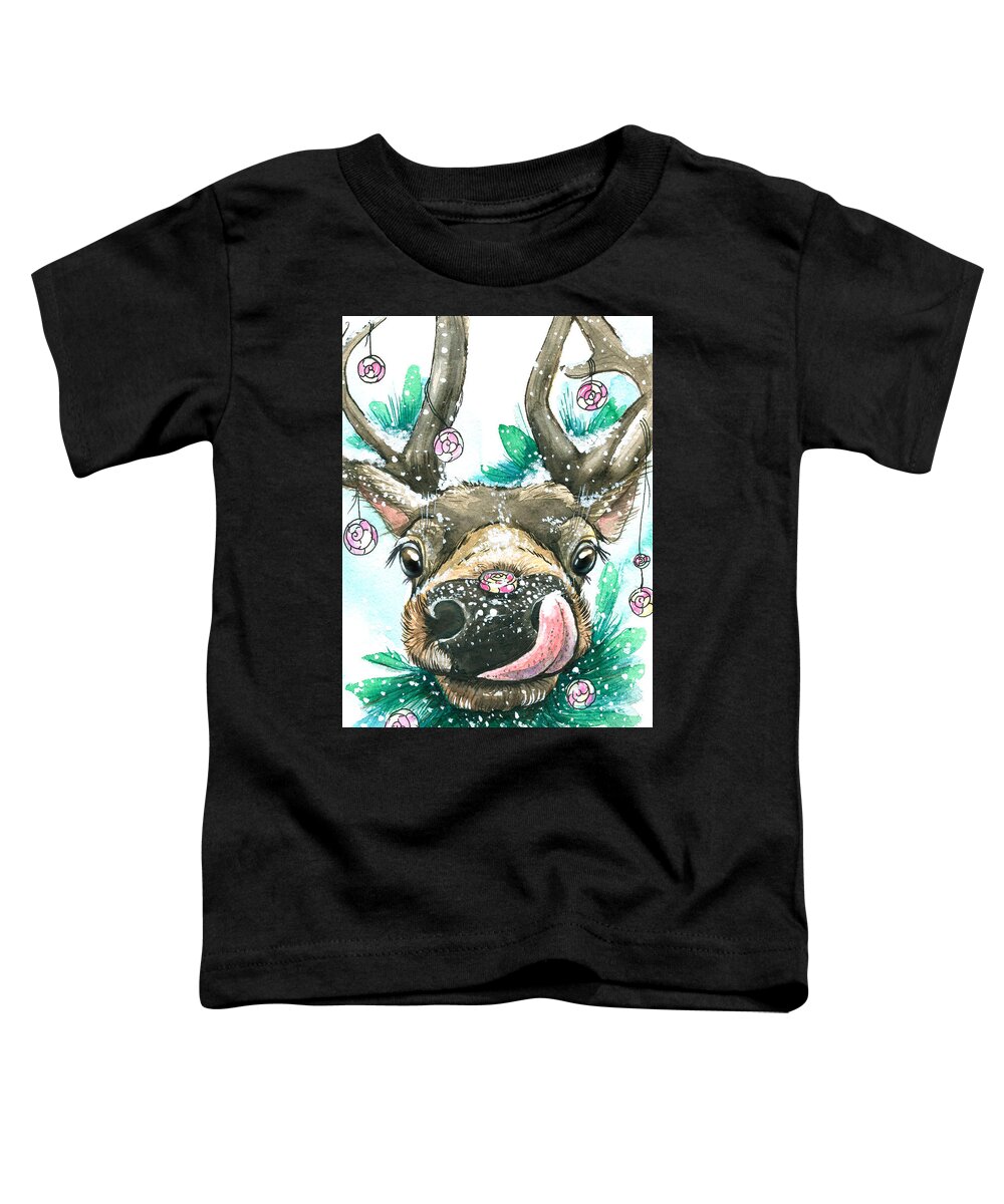 Cute Toddler T-Shirt featuring the painting Oh My Deer by Miki De Goodaboom
