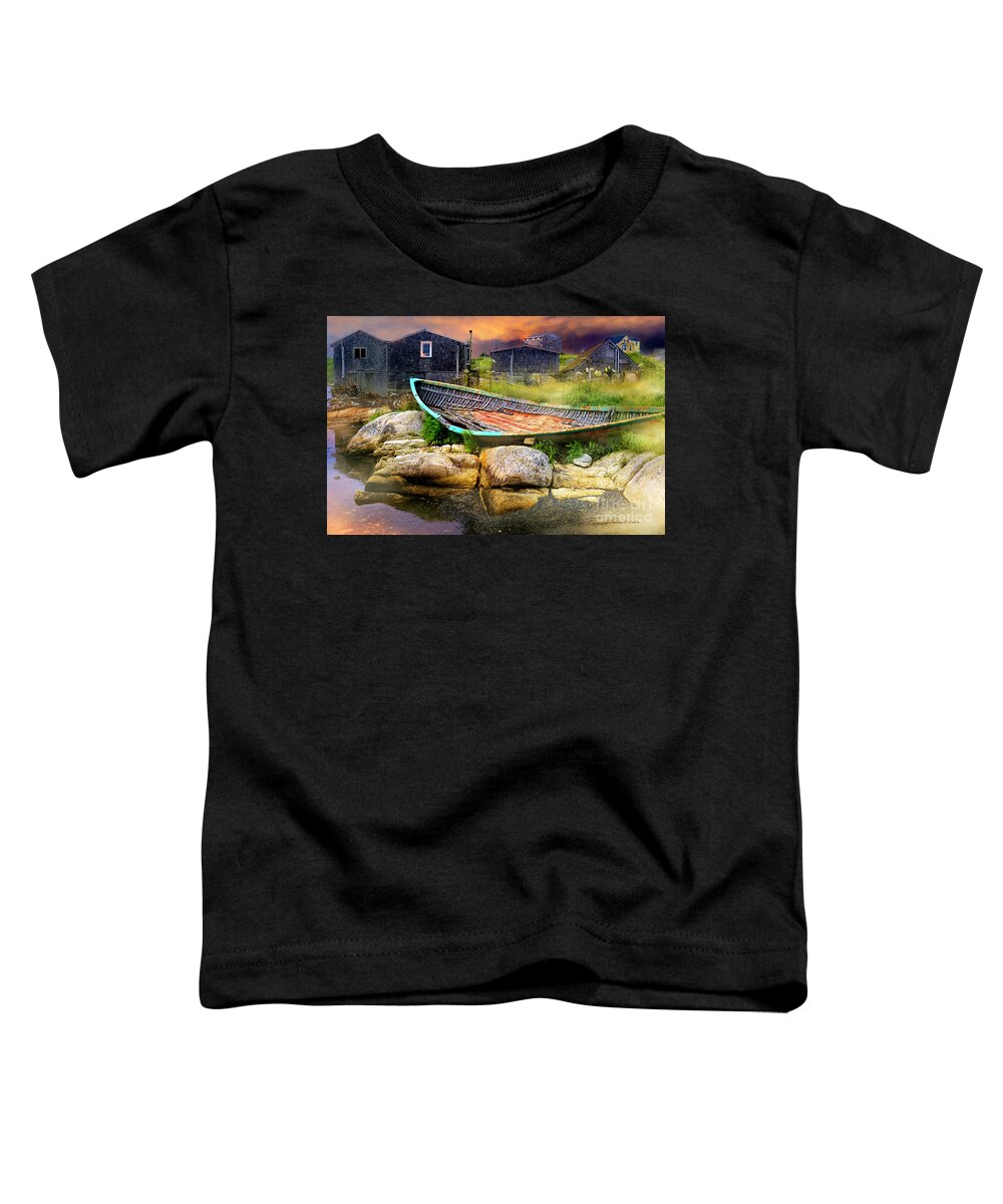 Fishing Boat Toddler T-Shirt featuring the photograph Old Boat At Peggys Cove by Pat Davidson