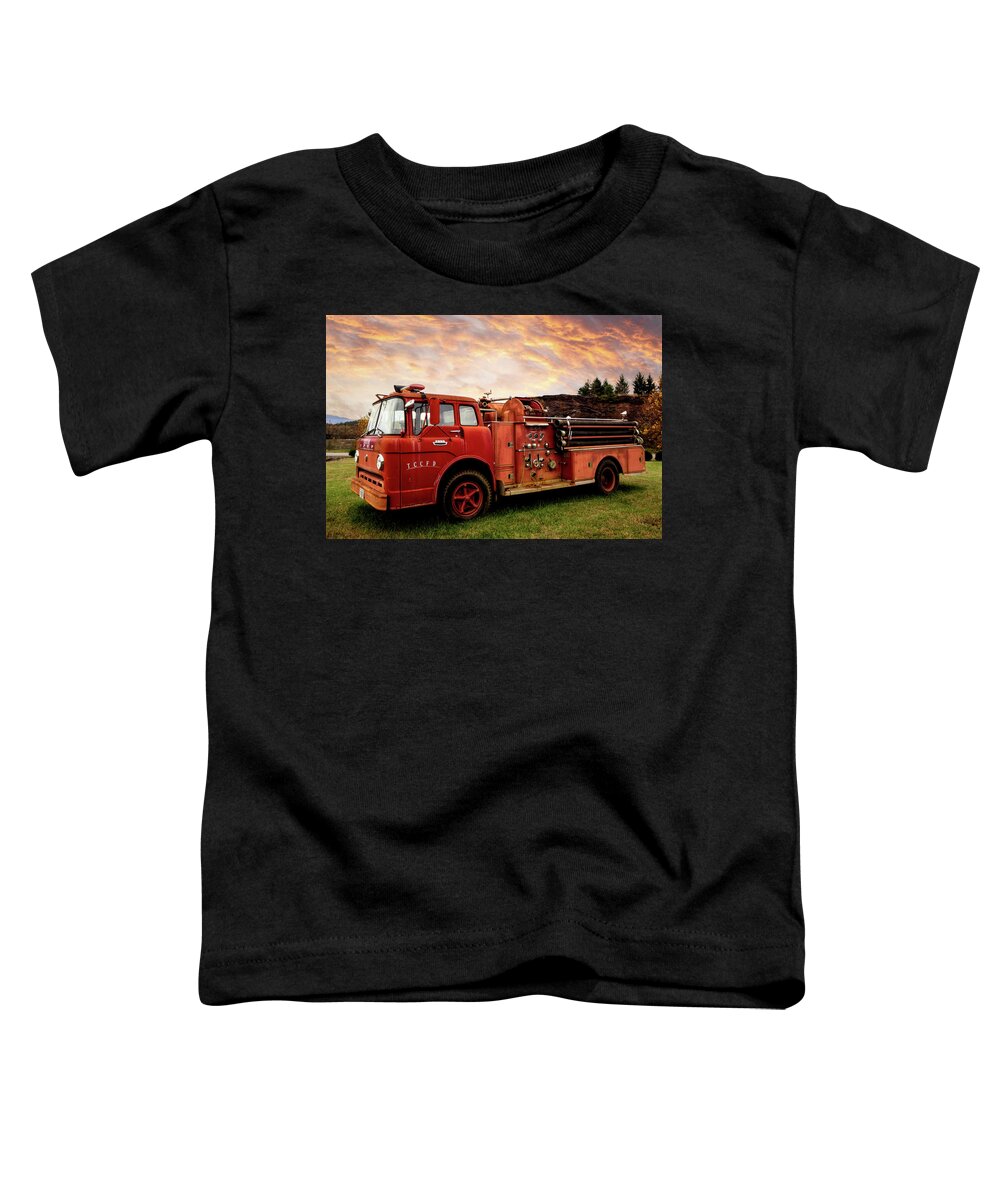 Firetruck Toddler T-Shirt featuring the photograph Old Fire Truck in the Country by Debra and Dave Vanderlaan
