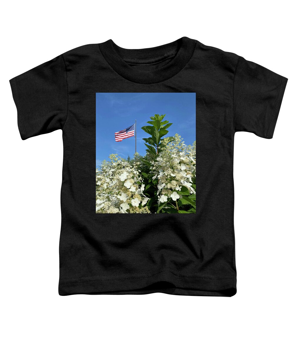 Old Glory Toddler T-Shirt featuring the photograph Old Glory Flying High by Deborah League