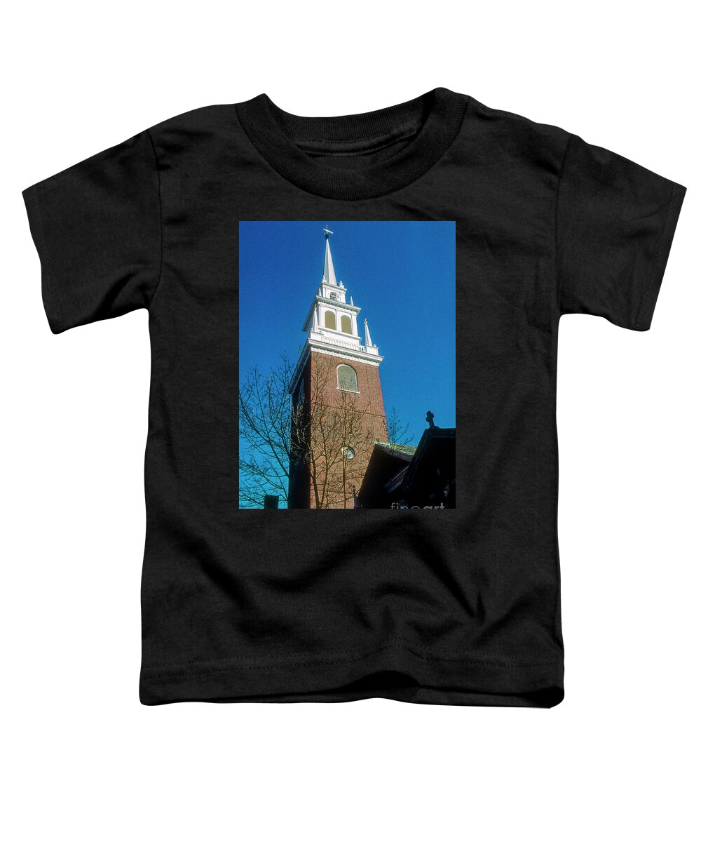 Boston Toddler T-Shirt featuring the photograph Old North Church Tower by Bob Phillips