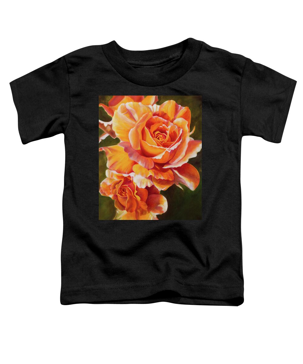 Oil Painting Toddler T-Shirt featuring the painting Orange Roses by Tammy Pool