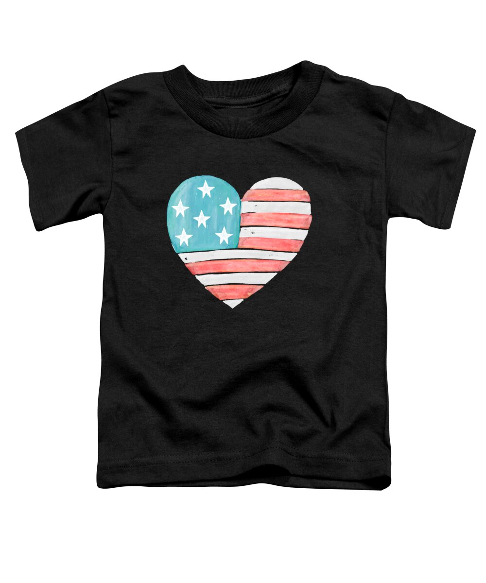 Funny Toddler T-Shirt featuring the digital art Patriotic I Love The Usa Flag by Flippin Sweet Gear