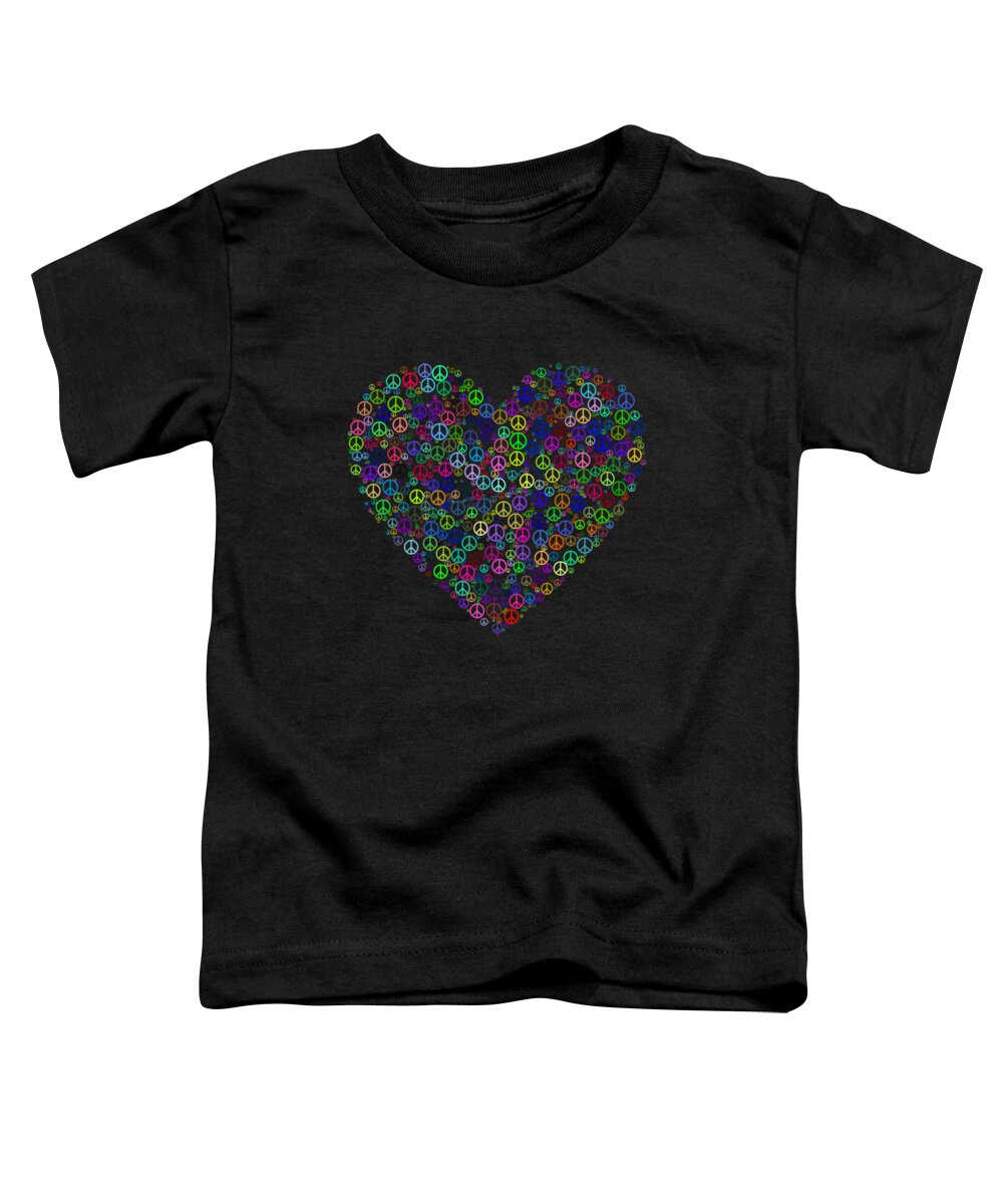 Funny Toddler T-Shirt featuring the digital art Peace And Love Peace Sign Heart by Flippin Sweet Gear
