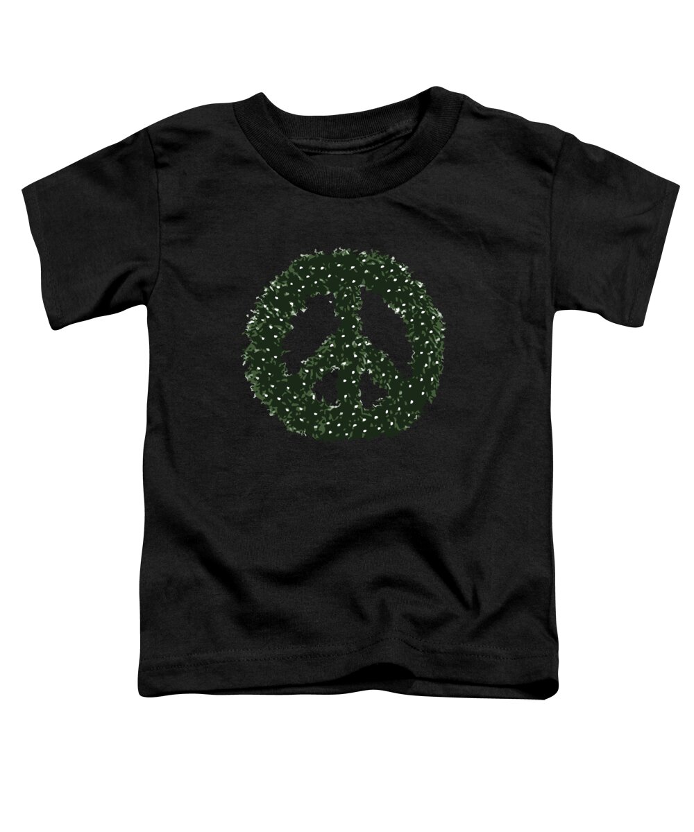 Christmas 2023 Toddler T-Shirt featuring the digital art Peace Wreath by Flippin Sweet Gear