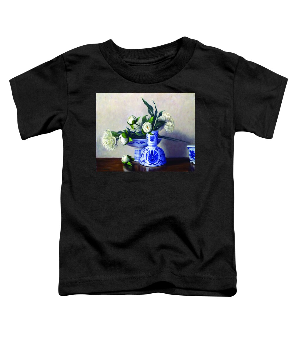 Still Life Toddler T-Shirt featuring the painting Peony Blossoms by Rick Hansen