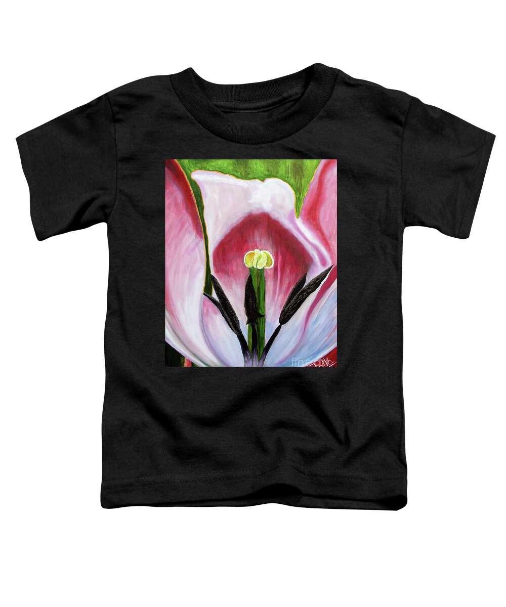 Tulip Toddler T-Shirt featuring the painting Perfect love by Jolanta Anna Karolska
