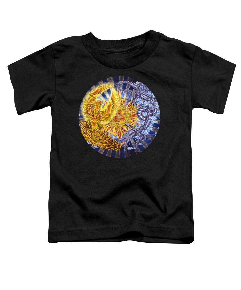 Chinese Dragon Toddler T-Shirt featuring the pastel Phoenix and Dragon by Rebecca Wang