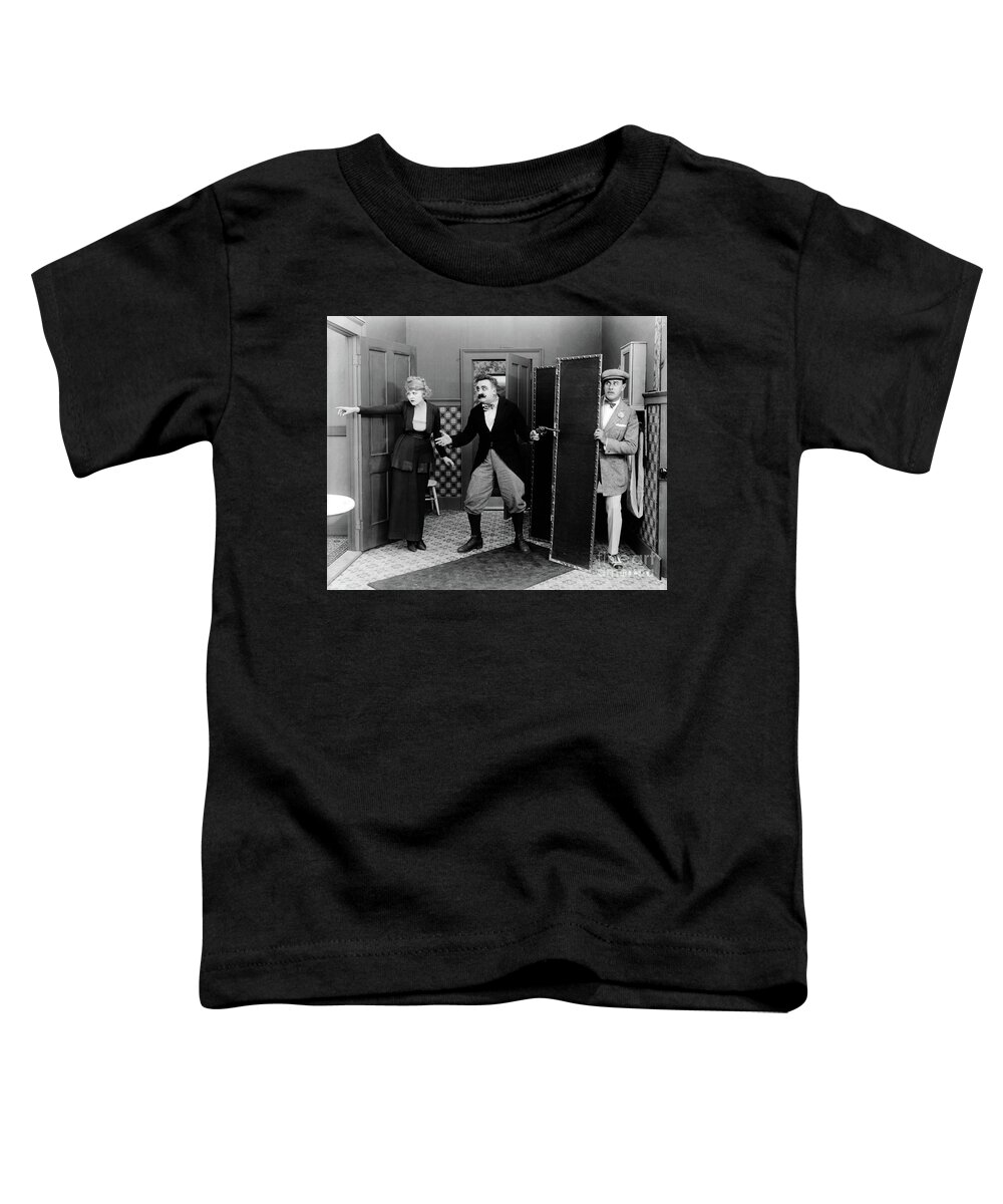 Mack Sennett Toddler T-Shirt featuring the photograph Phyllis Haver Bert Roach Ford Sterling AMONG THOSE PRESENT 1919 by Sad Hill - Bizarre Los Angeles Archive