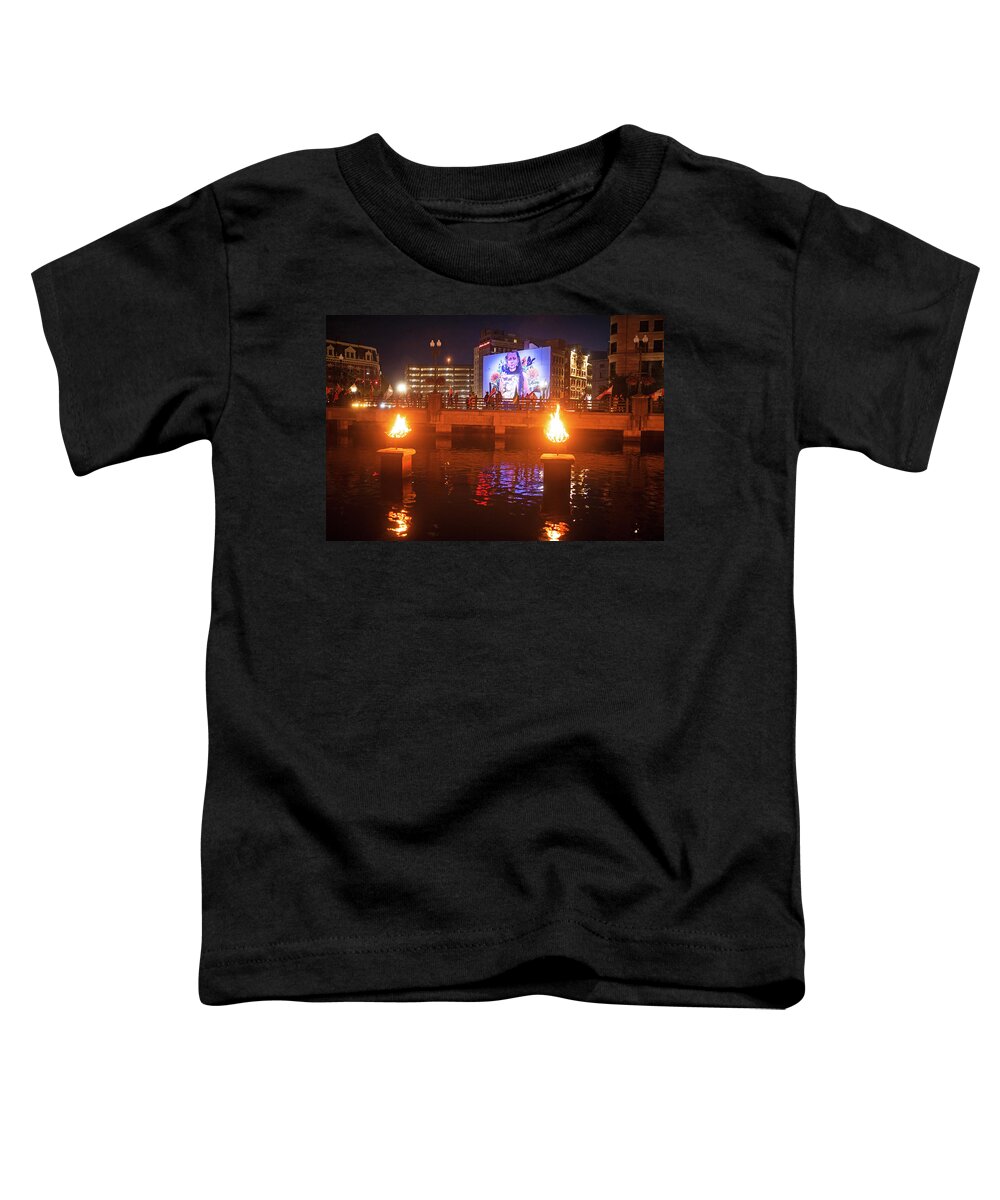 Providence Toddler T-Shirt featuring the photograph Providence RI Waterfire Celebration Mural by Toby McGuire