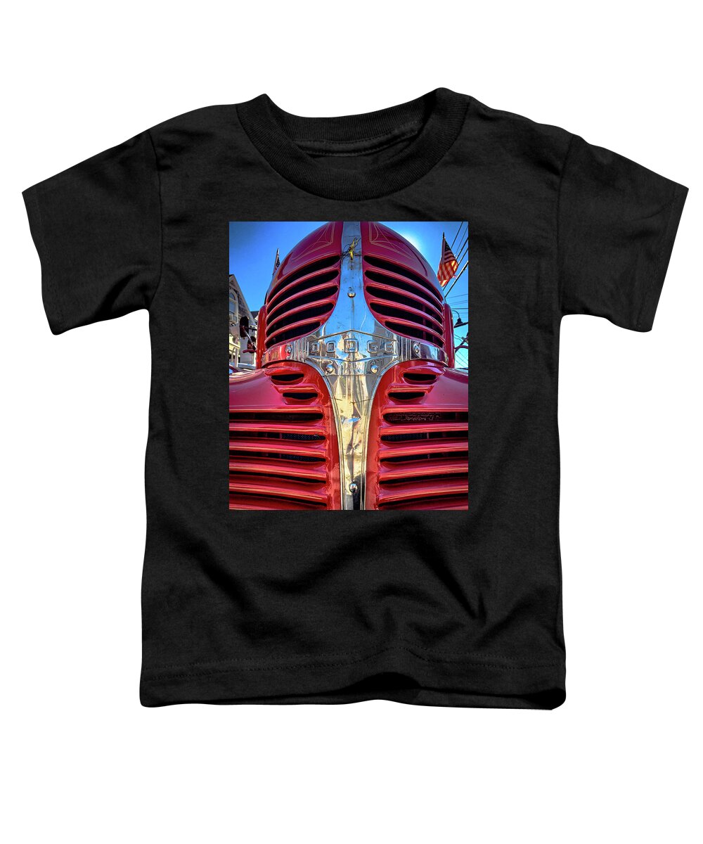 Fire Toddler T-Shirt featuring the photograph Red and Chrome truck by Jim Feldman